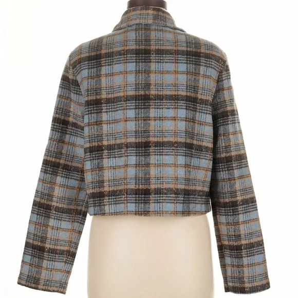 NWT Plaid Women's Jacket - Blue and Brown - Picture 3 of 6
